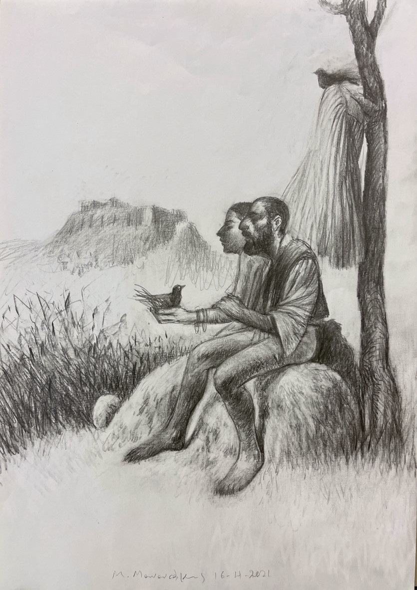 Michalis Manoussakis, '21 of Friends VI, drawing on paper, 21 x 30 cm, 2021