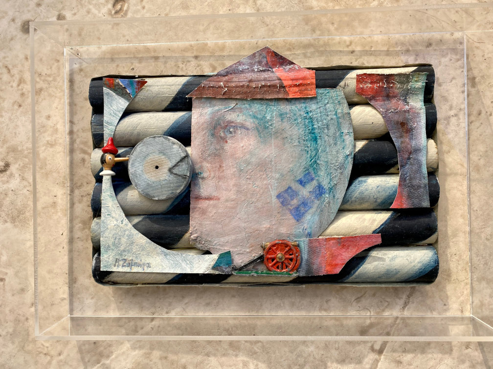 Marilena Zampoura, The Broken Canon, mixed media, 37 x 64 x 8 cm, 2021