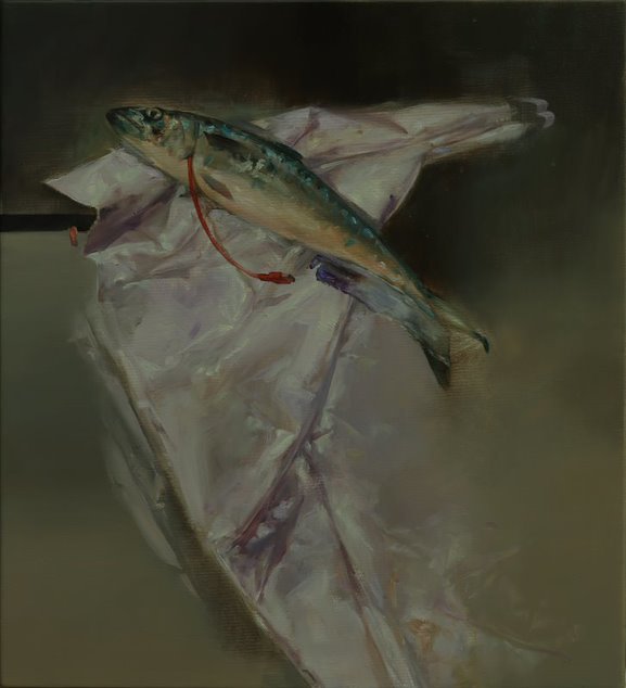 Fish'nMessage,oil on canvas50 x 55 cm2022