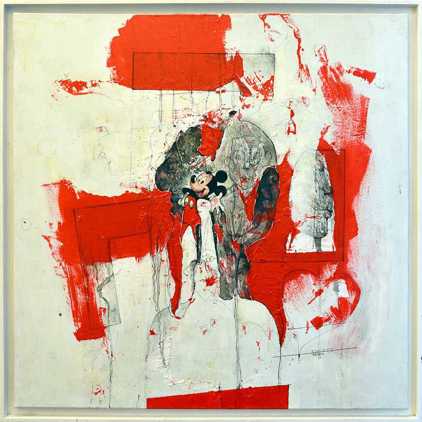 Konstantinos Patsios, Adolfer, mixed media on canvas, 106 x 106 cm, 2010