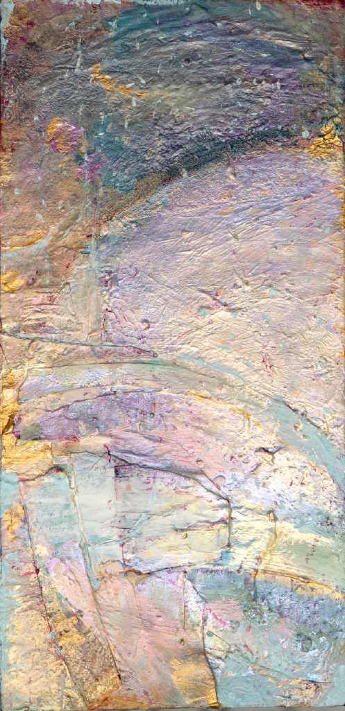 Τhe great patient, Bandaging, Acrylics, collage on fabric, 45 x 22 cm
