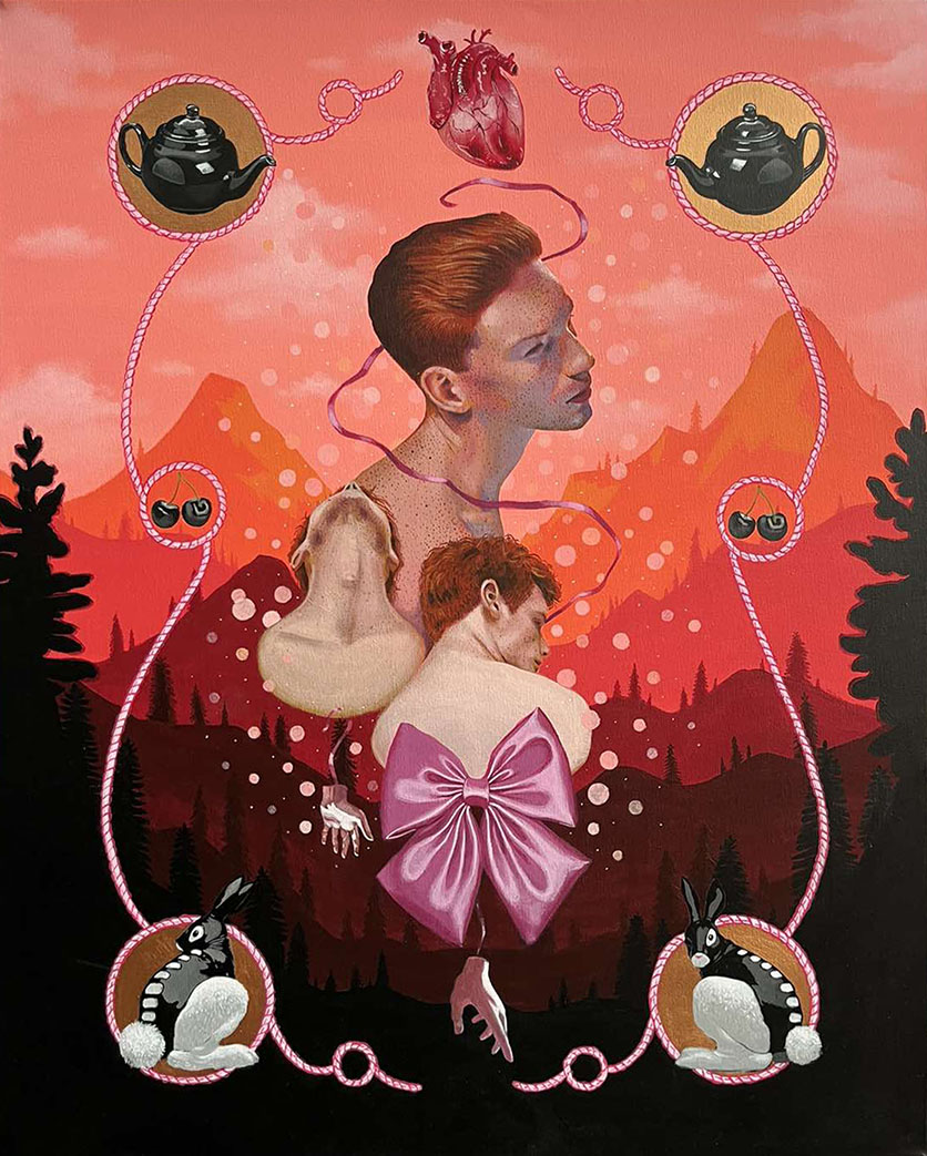Alice in wonderland, acrylics on canvas, 100 x 70 cm, 2024