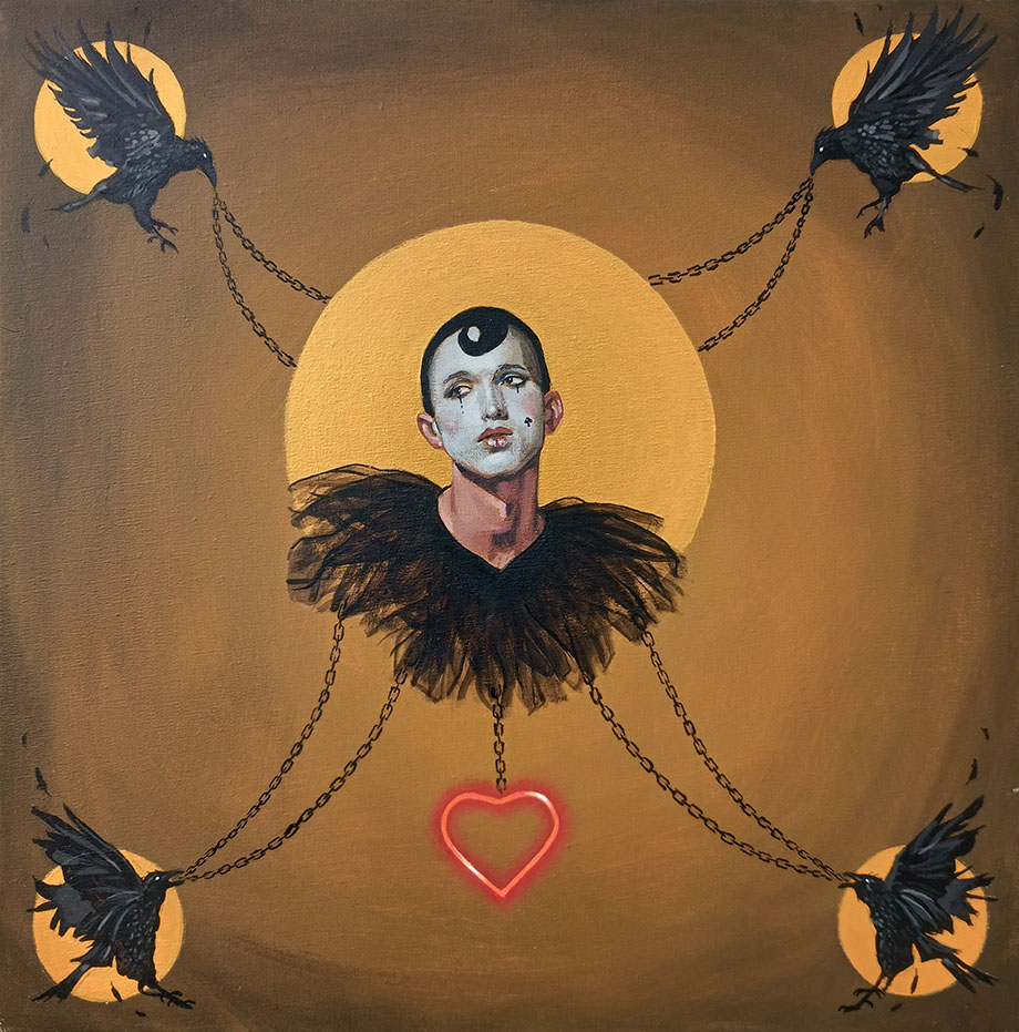 The lovefool, acrylics on canvas, 50 x 50 cm, 2023