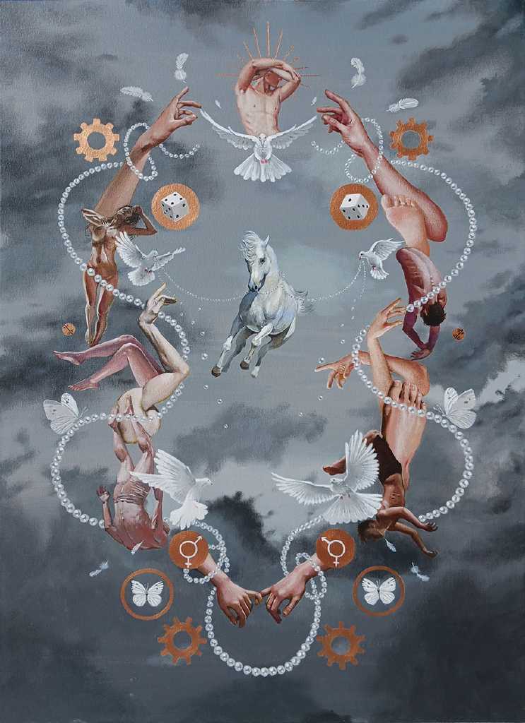 Breaking free, acrylics on canvas, 100 x 70 cm, 2023