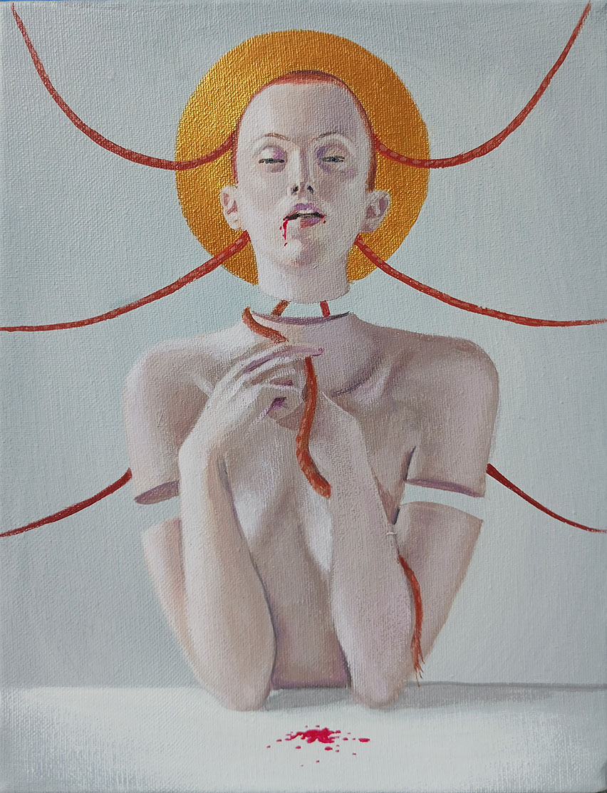Envy, acrylics on canvas, 30 x 25 cm, 2023