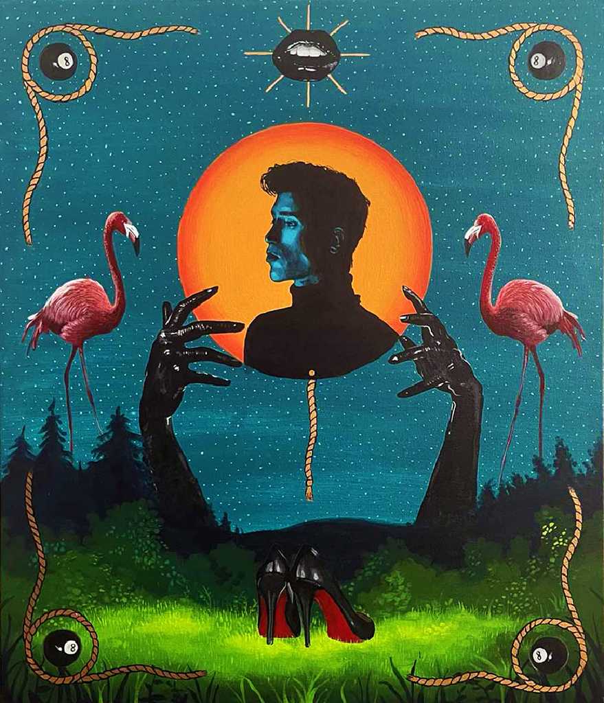 Midnight decisions, acrylics on canvas, 70 x 60 cm, 2024