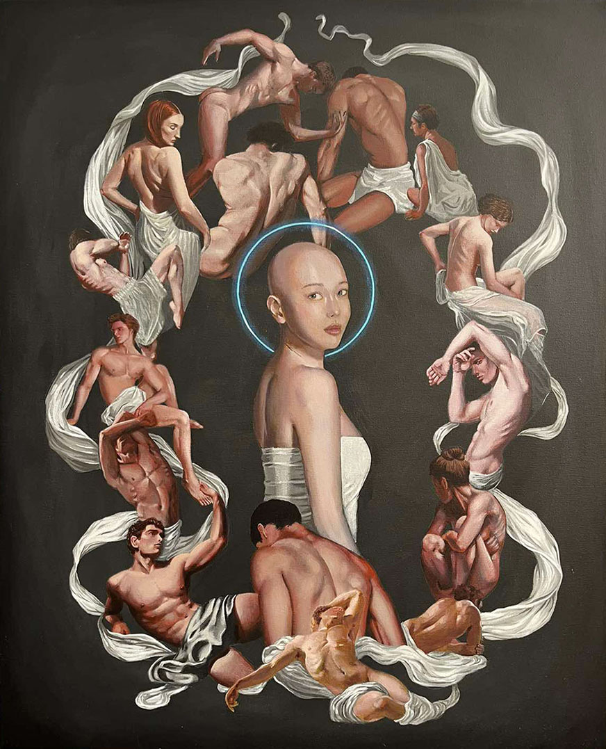 Temptation, acrylics on canvas, 100 x 80 cm, 2023
