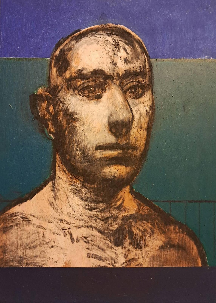 Michalis Manousakis, Untitled, Acrylics and Charcoal on Wood, 40 x 30 cm, 2025
