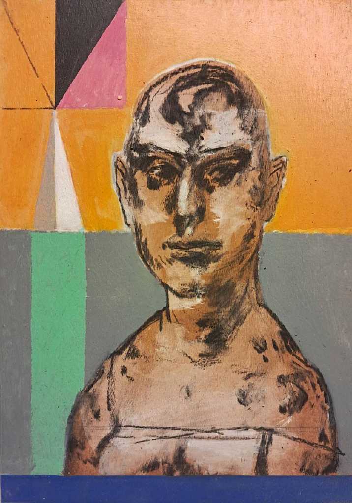 Michalis Manousakis, Untitled, Acrylics and Charcoal on Wood, 40 x 30 cm, 2025