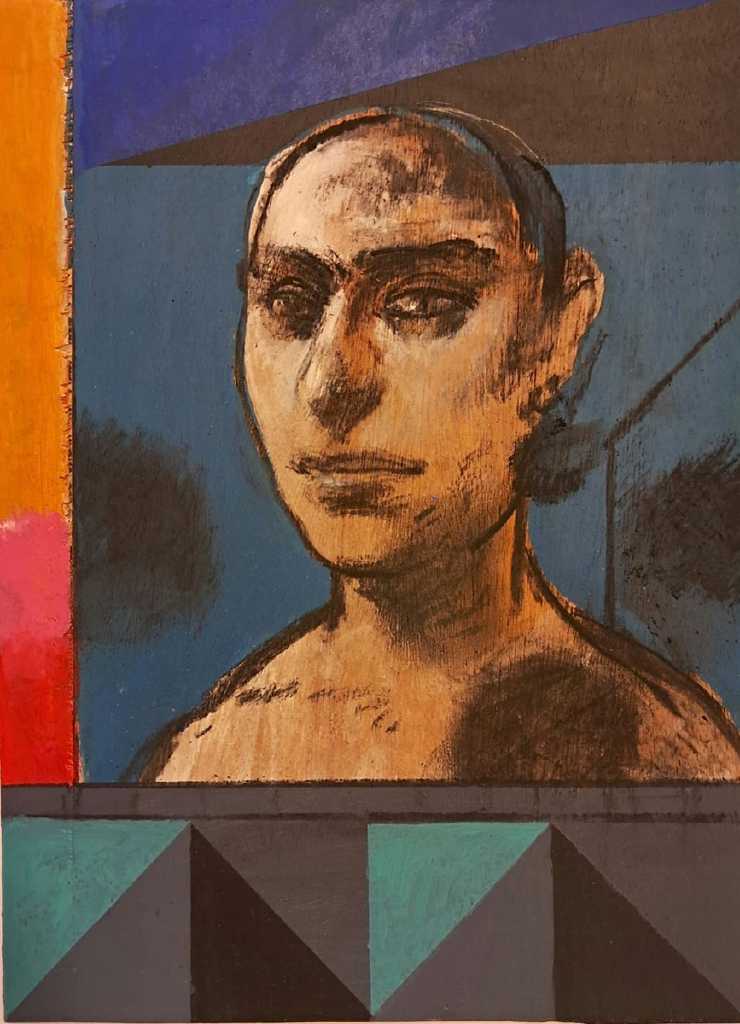 Michalis Manousakis, Untitled, Acrylics and Charcoal on Wood, 40 x 30 cm, 2025