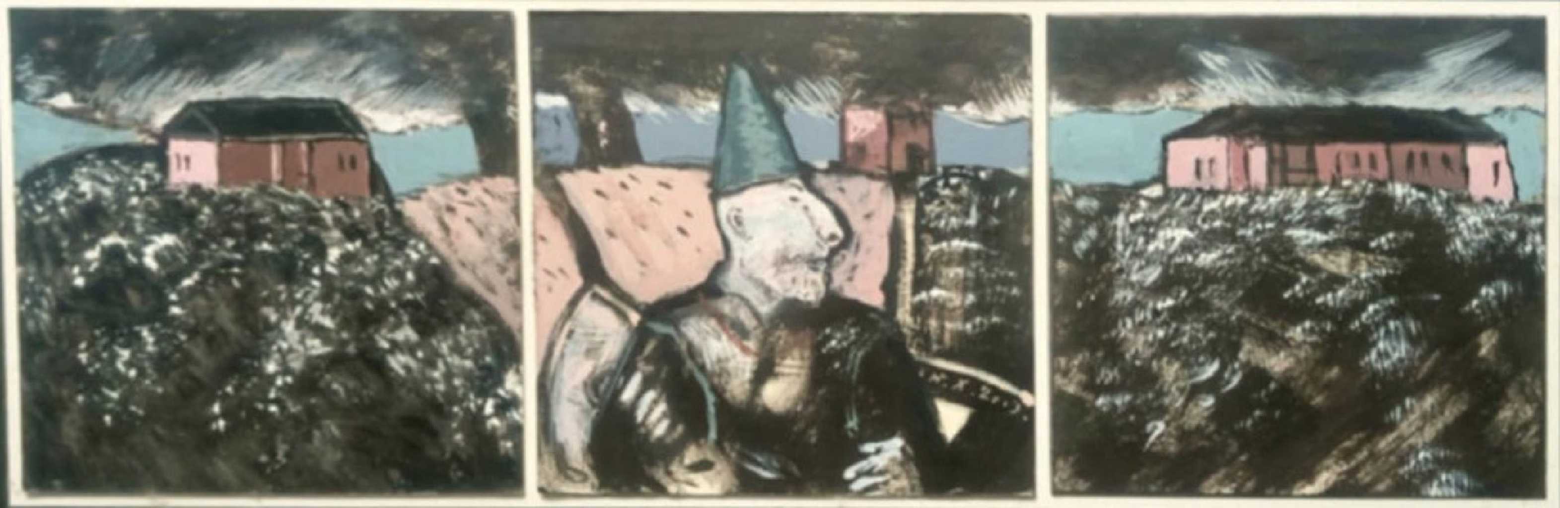 Nikos Chouliaras, Untitled, Acrylics on Cardboard, 20 x 68 cm, 1995