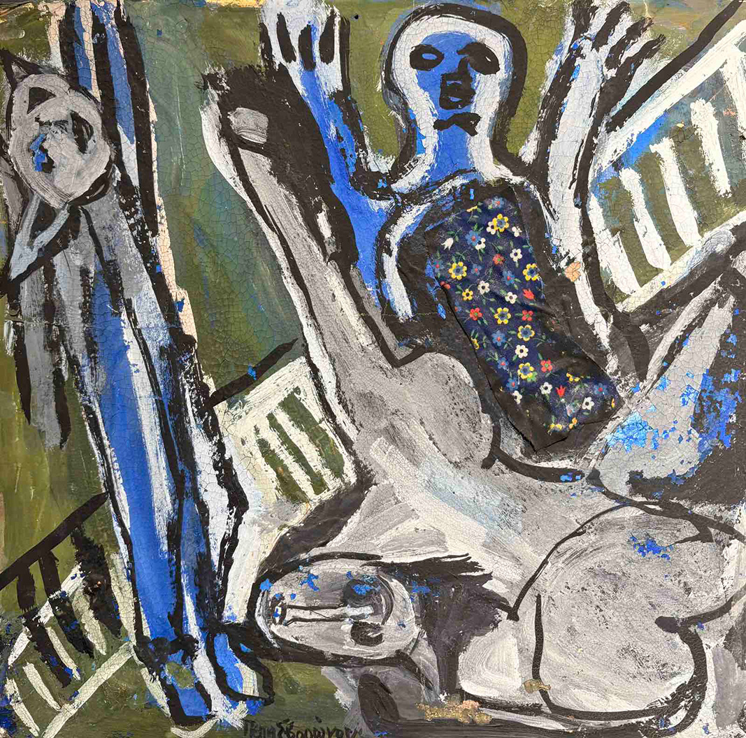 Pepi Svoronou, White ladder, Mixed Media, 40 x 40 cm