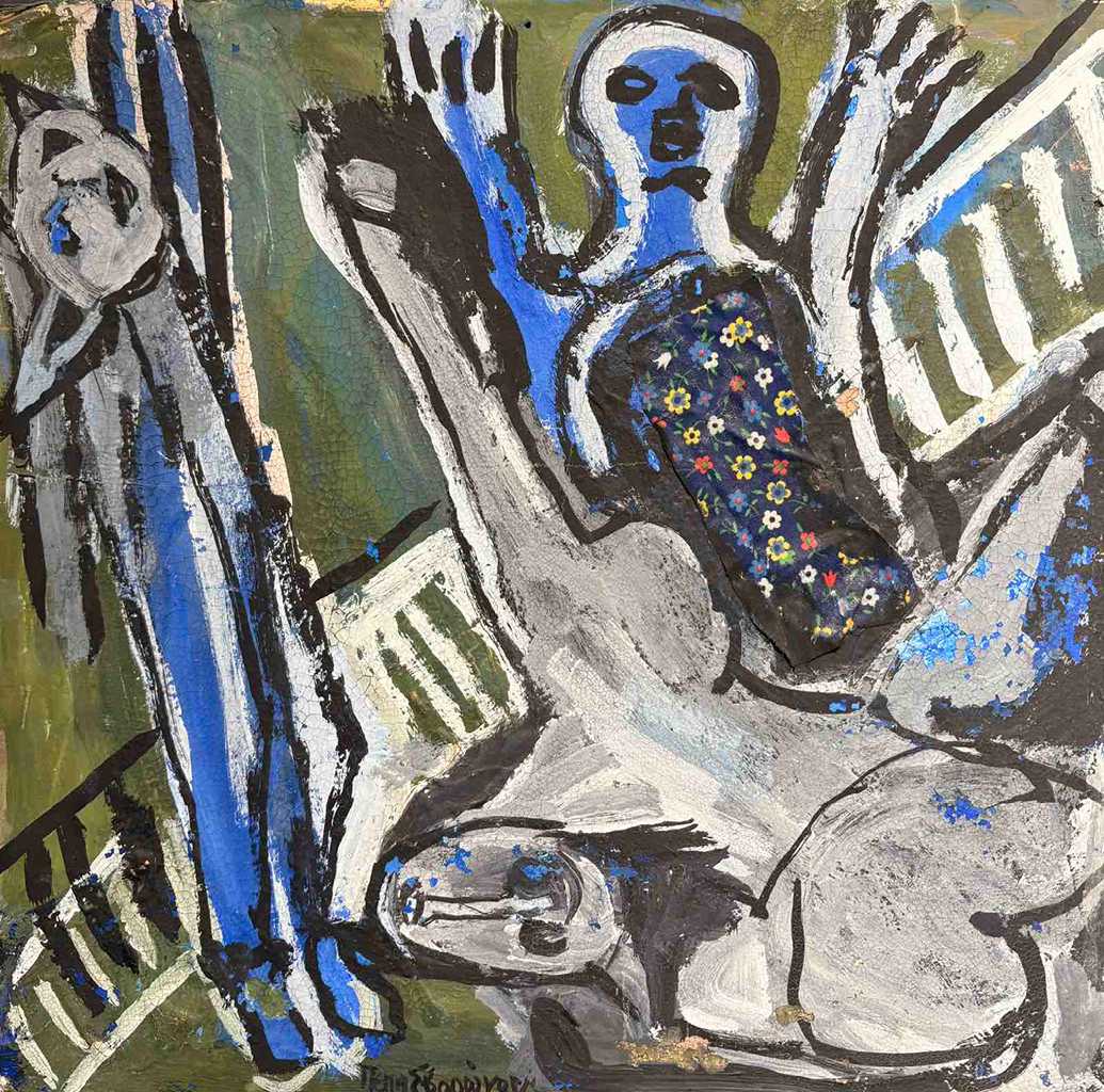 Pepi Svoronou, White ladder, Mixed Media, 40 x 40 cm