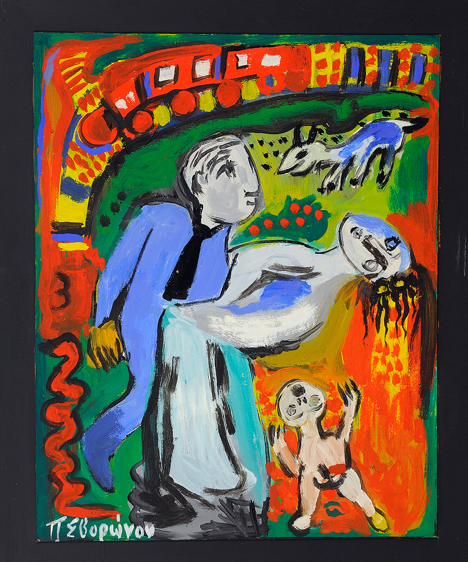 Pepi Svoronou, The flight, Oil on Cardboard, 50 x 40 cm 2000