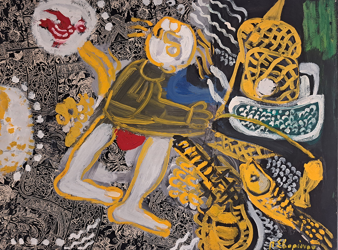 Pepi Svoronou, Νυχτερινό με ψαρά, Mixed Media, 60 x 80 cm