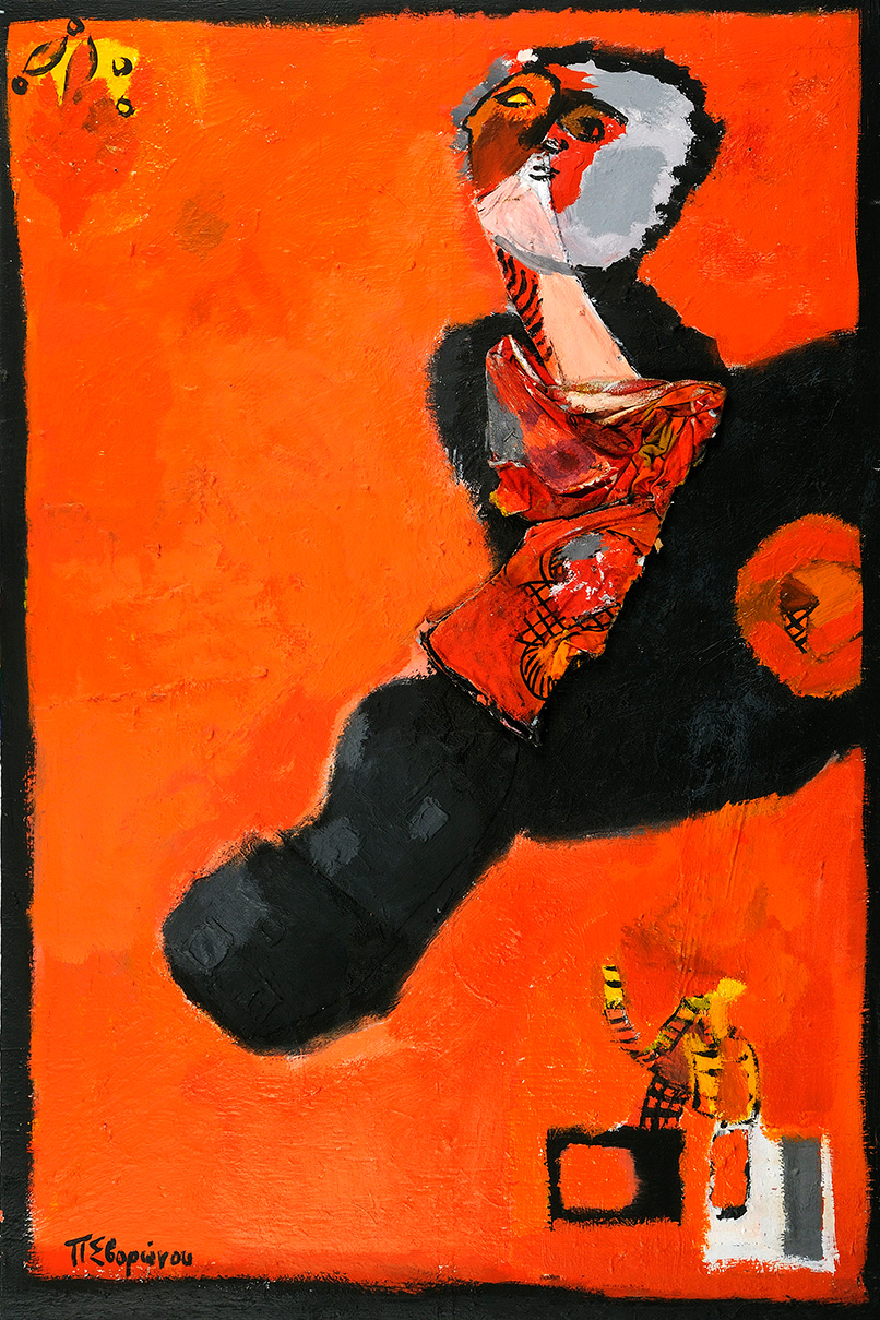 Pepi Svoronou, Φιγούρα μαύρη, Mixed Media, 122 x 81 cm, 2001