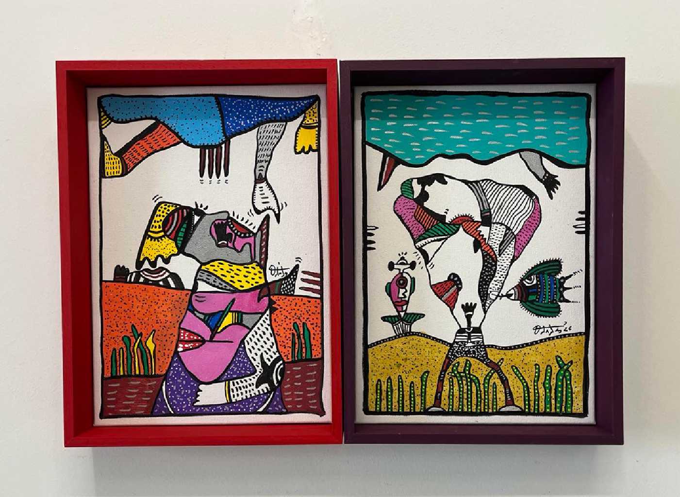 Εκεί που ο ουρανός απλώνει το χέρι, mixed media, acrylics and acrylic markers, 40 × 30 cm