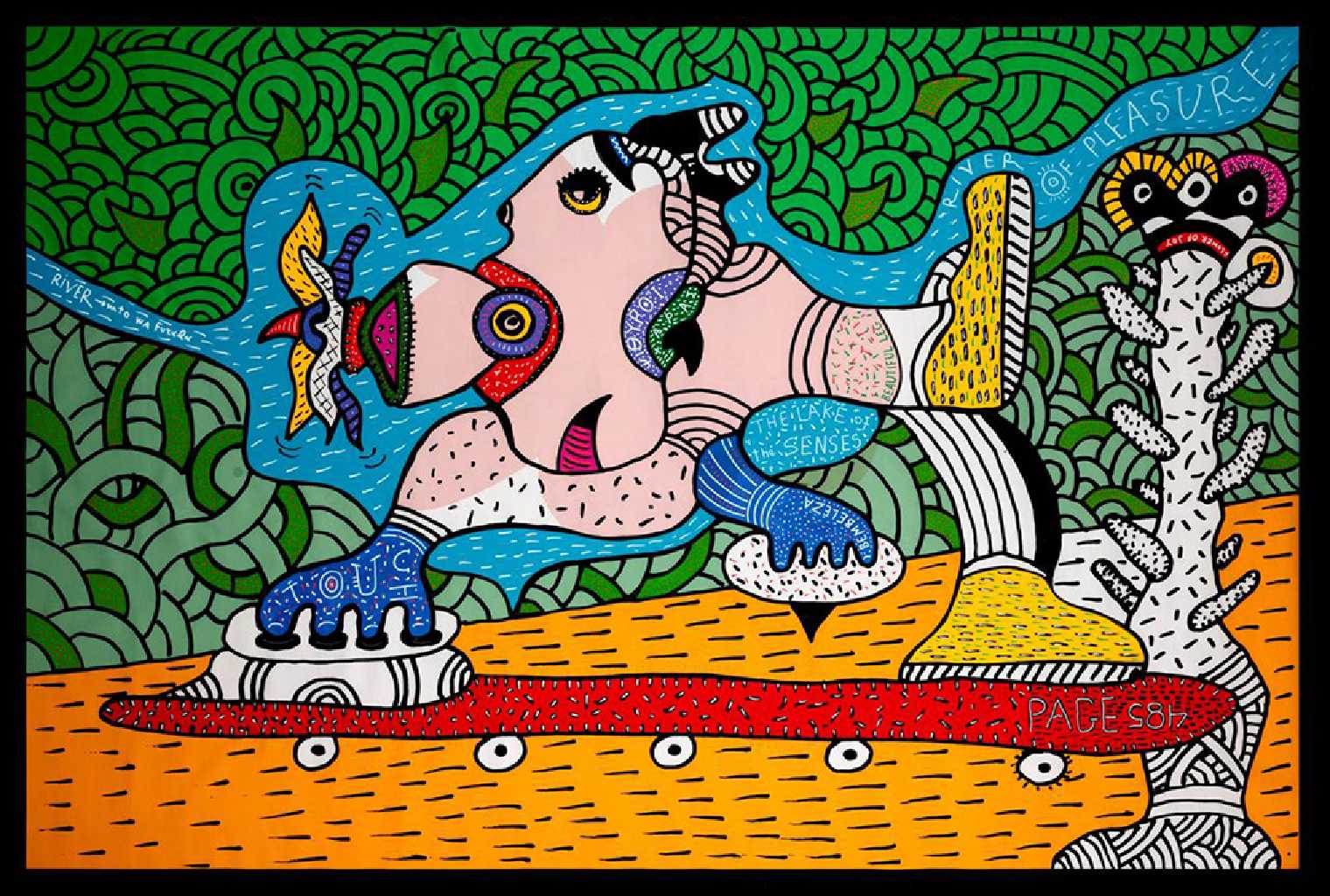 Οι τιτάνες του εσωτερικού μας κόσμου, mixed media, acrylics and acrylic markers, 130 × 210 cm