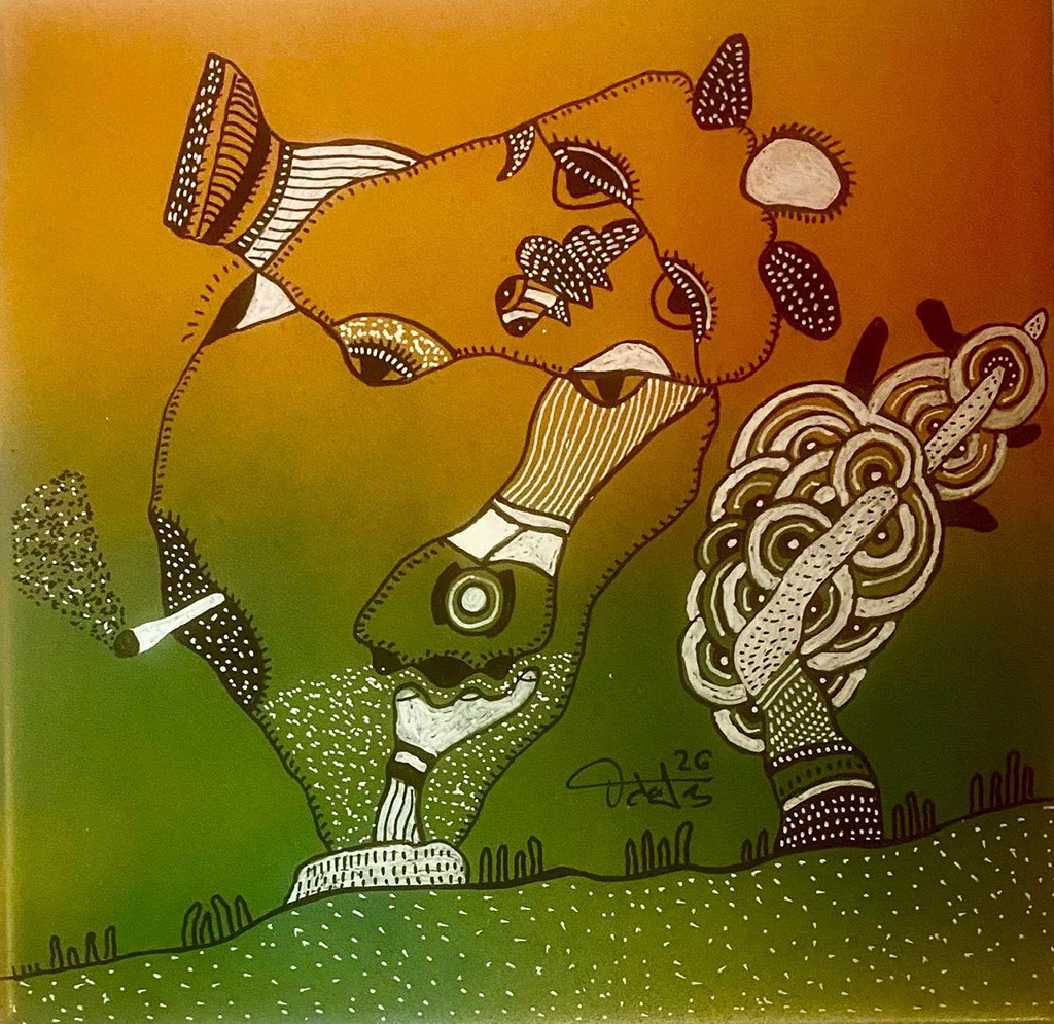 Το Ψάρι που περπατούσε στα όνειρα, mixed media, acrylics and acrylic markers