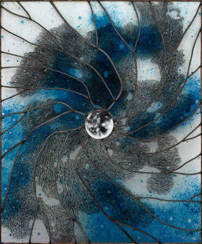 The moon, stained glass, 130 x 100 cm, 2023