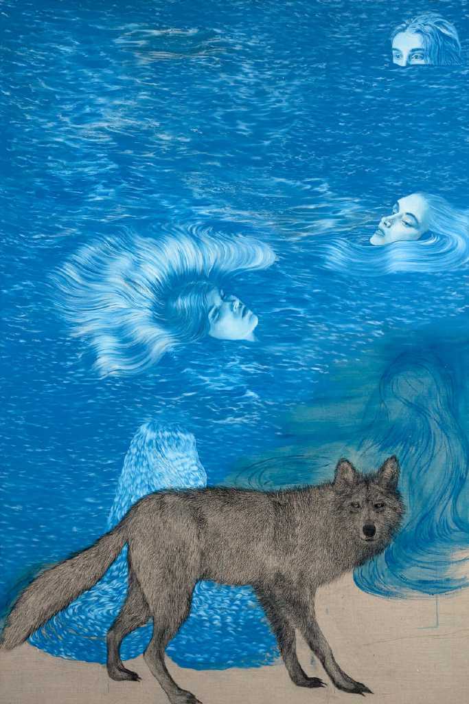 Rio abajo rio, acrylic and oil on canvas, 140 x 210 cm, 2022