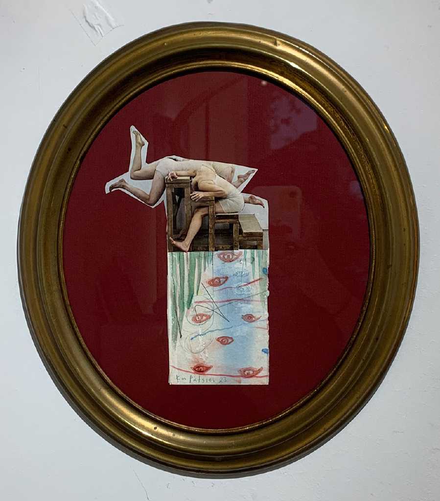 Secret Garden, painting and collage on paper, 23 cm, 2023